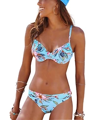 Lascana Women's Hibiscus Print Underwire Bikini Swimsuit Top Bra Sizing