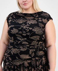 Robbie Bee Plus Printed Side-Ruched Midi Dress