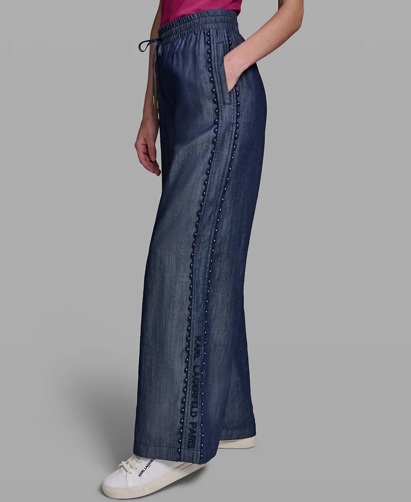 Karl Lagerfeld Paris Women's Soft Drawstring Waist Pull-On Pants