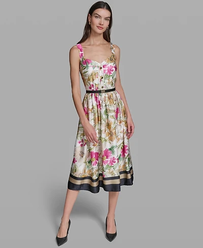 Karl Lagerfeld Paris Women's Sleeveless Belted Dress
