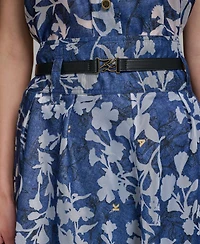 Karl Lagerfeld Paris Women's Burnout Belted A-Line Skirt