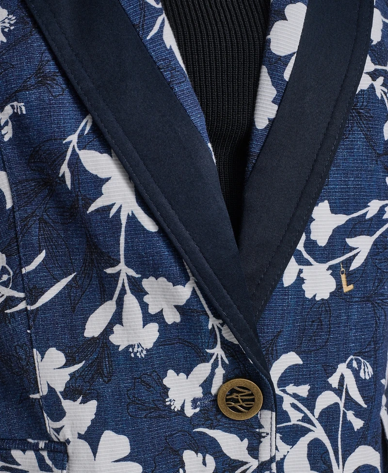 Karl Lagerfeld Paris Women's Contrasting Floral Print Burnout Collared Blazer