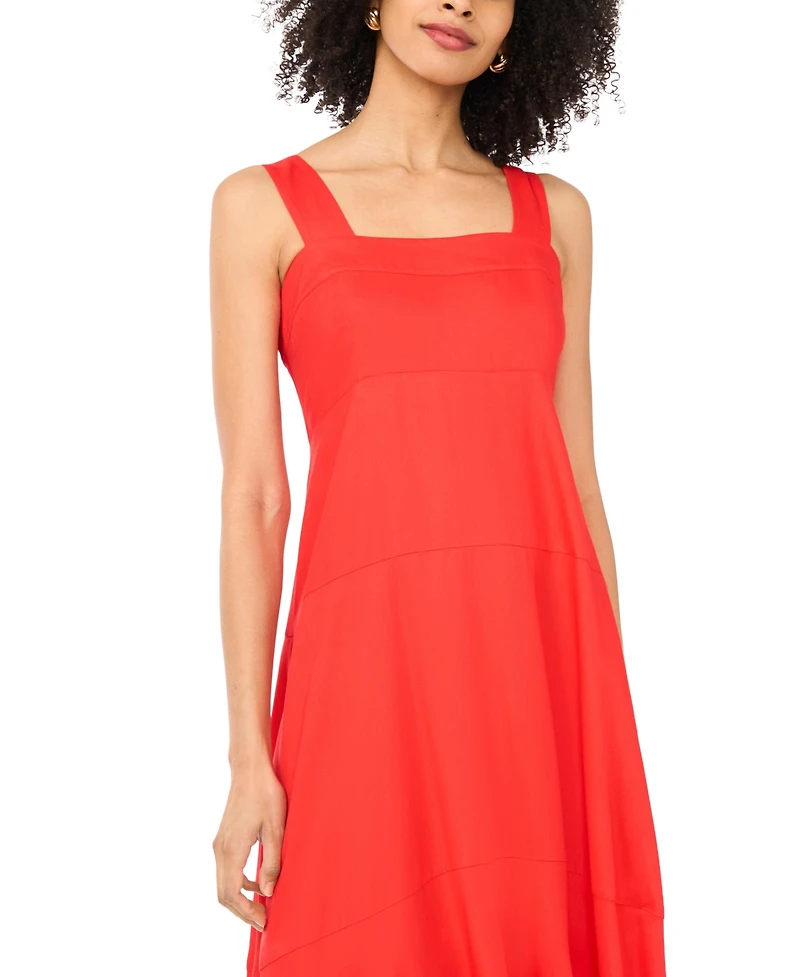 Vince Camuto Women's Challis Square-Neck Smocked-Back Sleeveless Maxi Dress