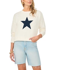 Vince Camuto Women's Star Motif Crewneck Sweater