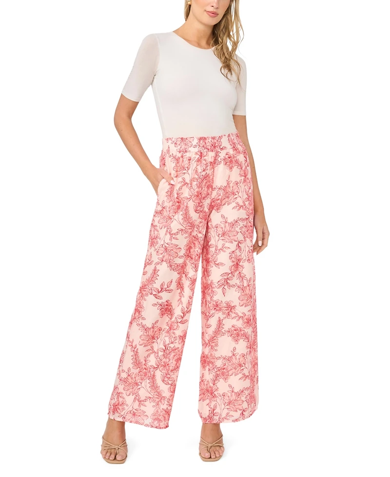 Vince Camuto Women's Blend Smocked Waist Wide-Leg Pants