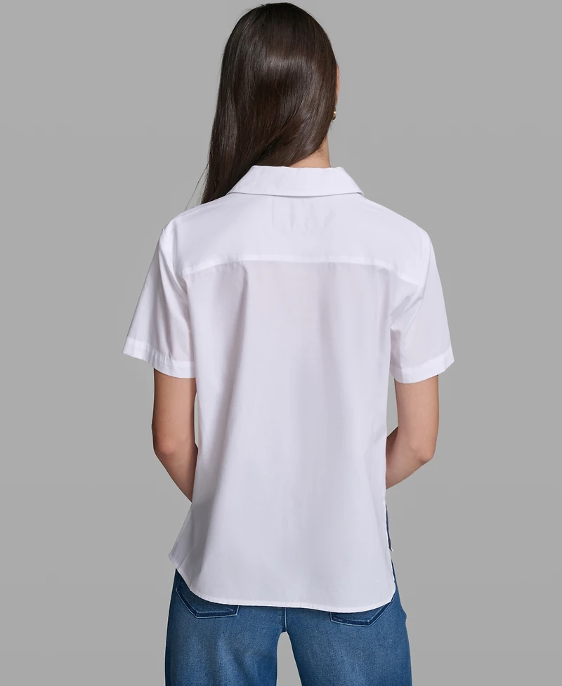 Karl Lagerfeld Paris Petite Oversized Floral Short-Sleeve Blouse