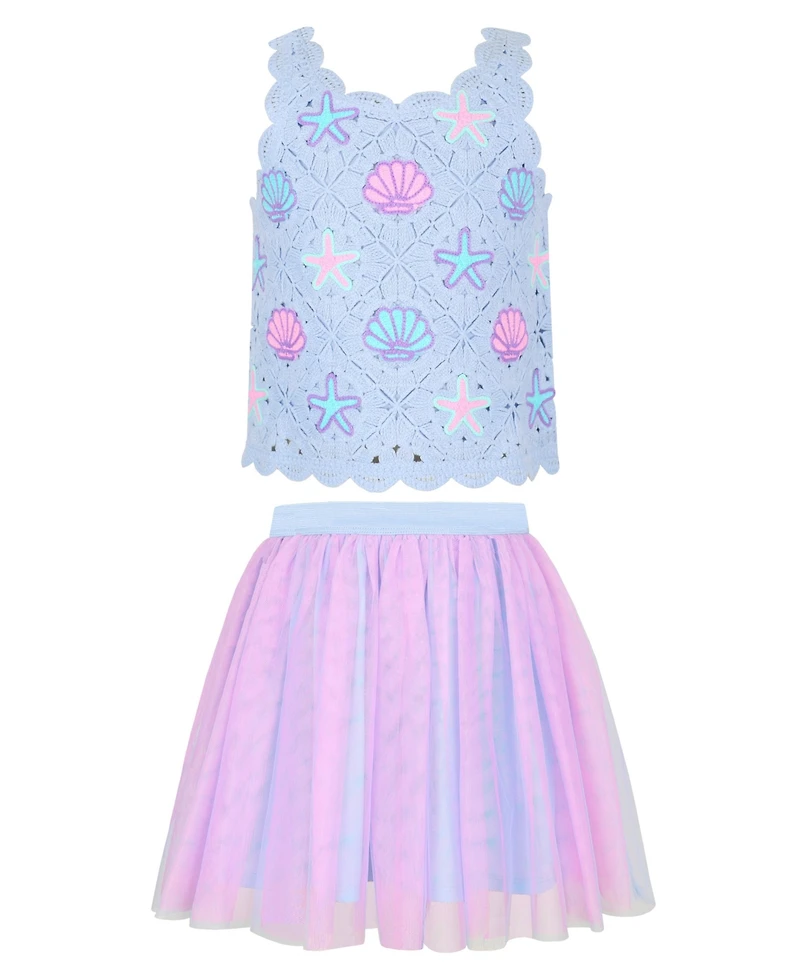 Pink & Violet Girls' 2T-6X Sleeveless Tank Top and Skirt, 2-Piece Set