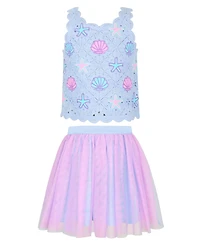 Pink & Violet Girls' 2T-6X Sleeveless Tank Top and Skirt, 2-Piece Set