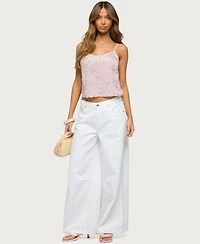 Edikted Women's Bead and Sequin Chiffon Tank Top