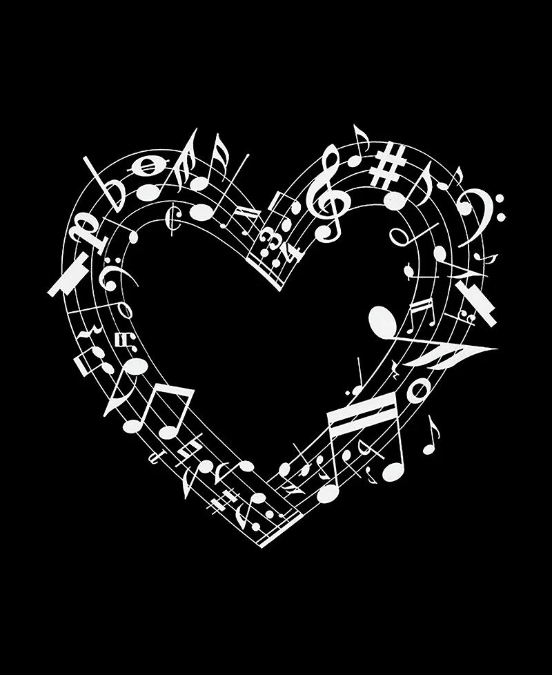 La Pop Art Men's Music Notes Heart Word Long-Sleeve T-Shirt