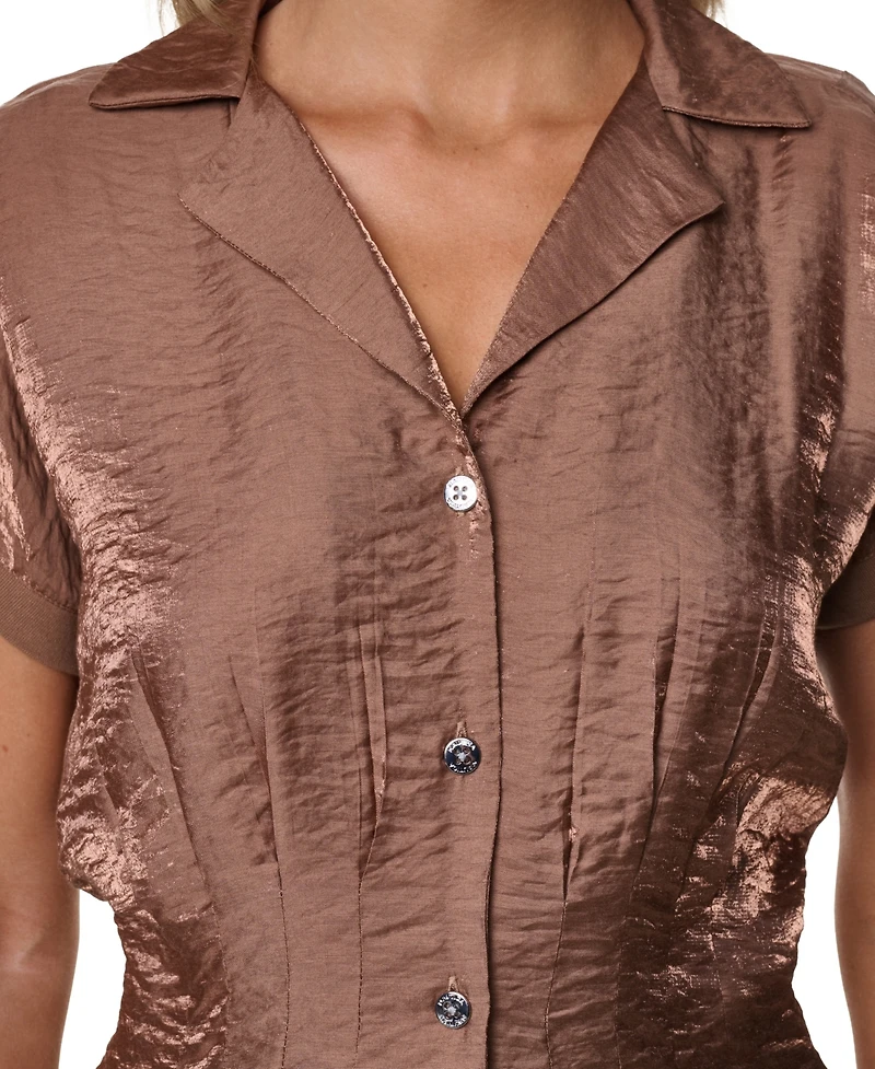 Nautica Women's Short-Sleeve Pleated Shirt