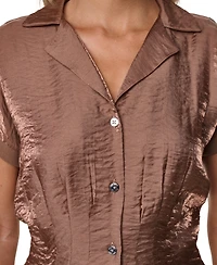 Nautica Women's Short-Sleeve Pleated Shirt