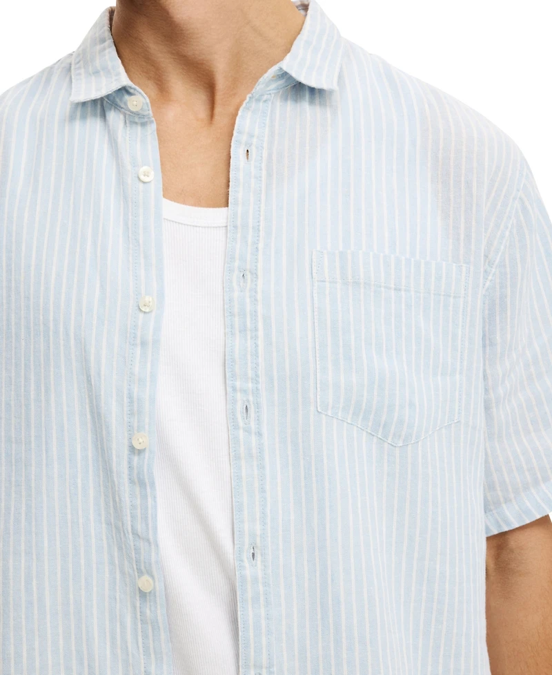 Cotton On Men's Relaxed Linen Short-Sleeve Shirt