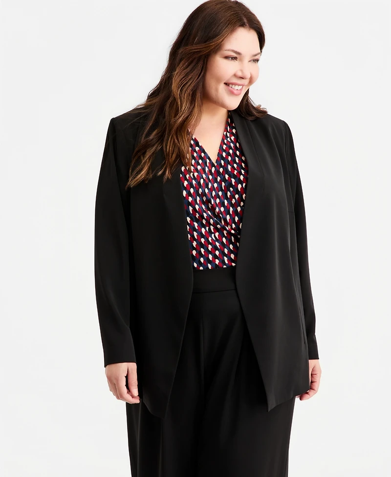 Anne Klein Plus Collarless Open-Front Jacket