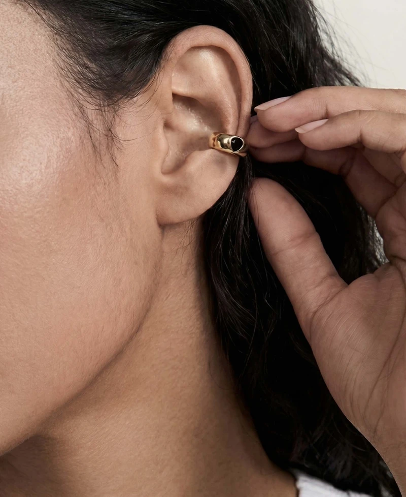 Ettika Hammered Pear Crystal Cuff Earrings