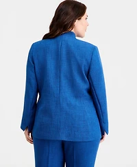 Kasper Plus Collarless One-Button Blazer