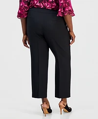 Kasper Plus High-Rise Slim-Leg Pants