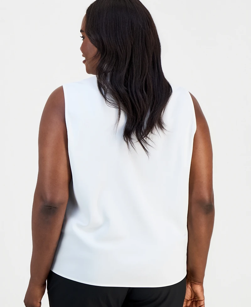 Kasper Plus Sleeveless Tie-Neck Top