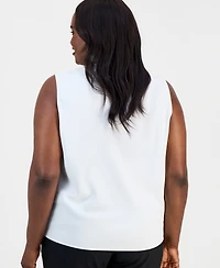 Kasper Plus Sleeveless Tie-Neck Top