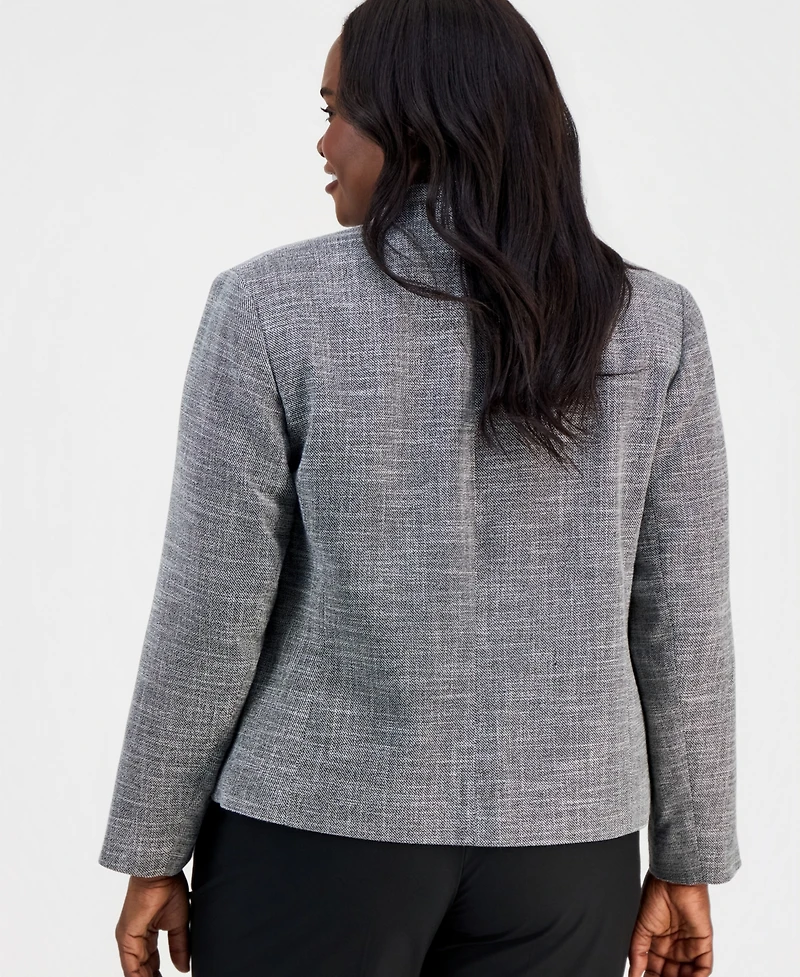 Kasper Plus Cutout-Collar Kiss-Front Blazer