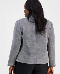 Kasper Plus Cutout-Collar Kiss-Front Blazer