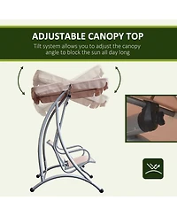 Outsunny 3 Person Patio Swing Chair with Adjustable Canopy