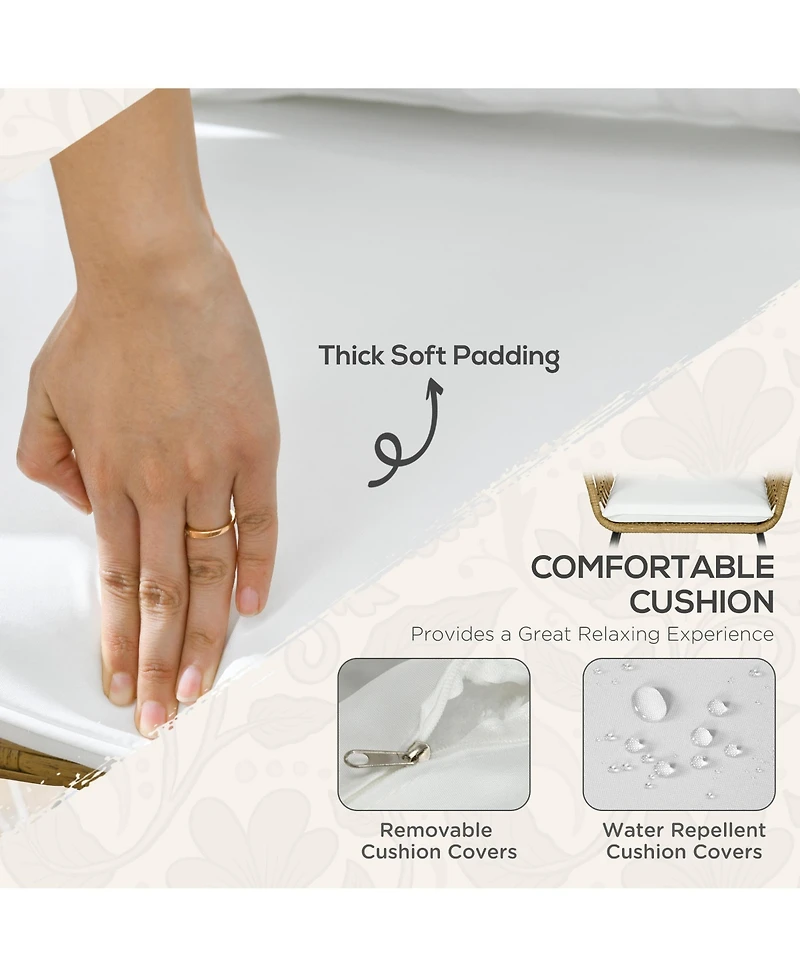 Outsunny 5 Piece Pe Rattan Outdoor Furniture Set w/ Stacking Tables, Black