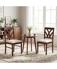 Slickblue Wooden Dining Chairs Set of 2 with Padded Seat and Hollow Back