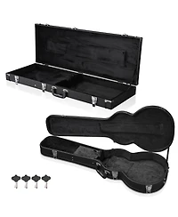 Yescom 2 Set Electric Guitar Hard Cases Wooden Shell for Lp Style and Universal Fit Portable Gig Bag with Lock Studio Travel