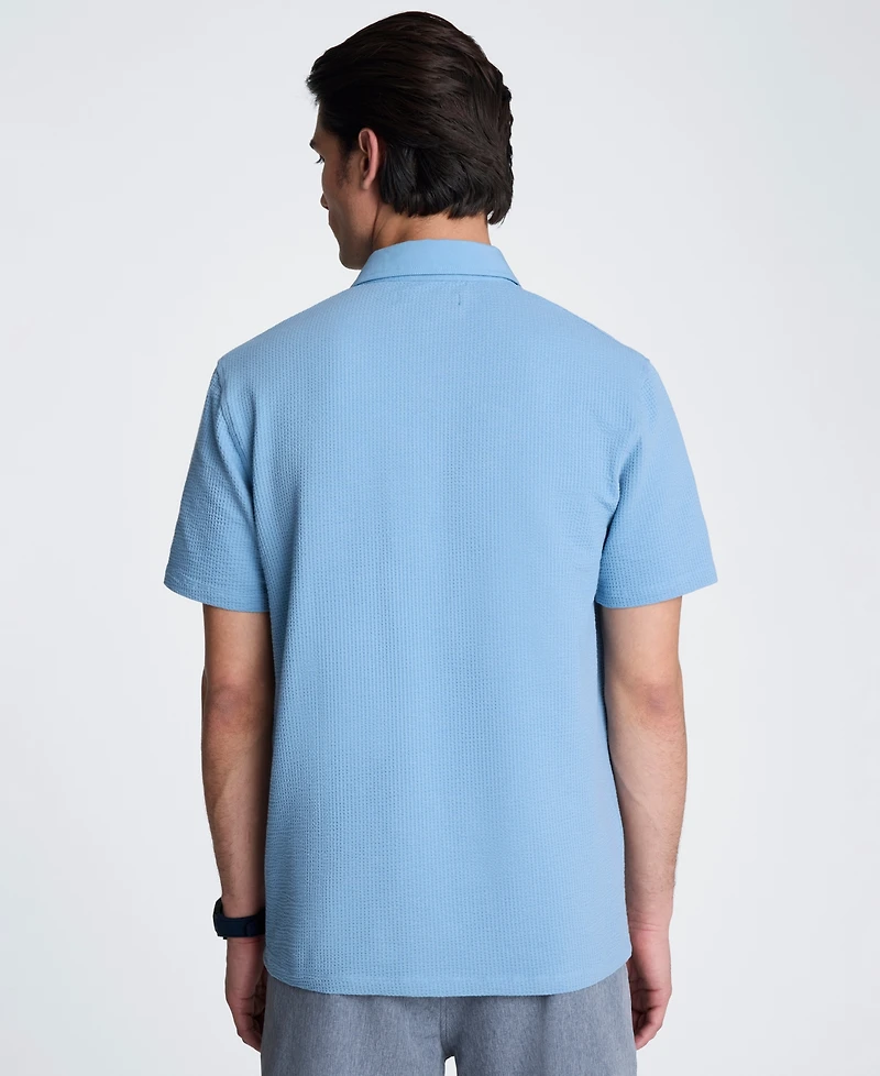 Kenneth Cole Men's Cotton-Blend Seersucker Knit Polo Shirt