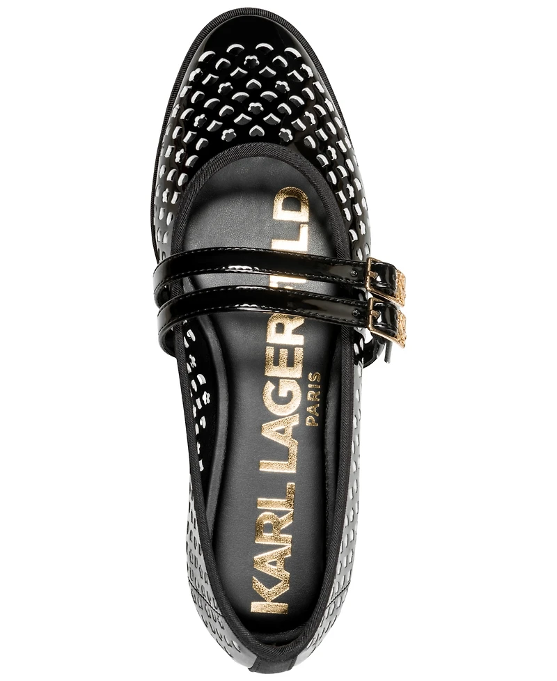 Karl Lagerfeld Paris Women's Vanyel Strappy Mary Jane Ballet Flats