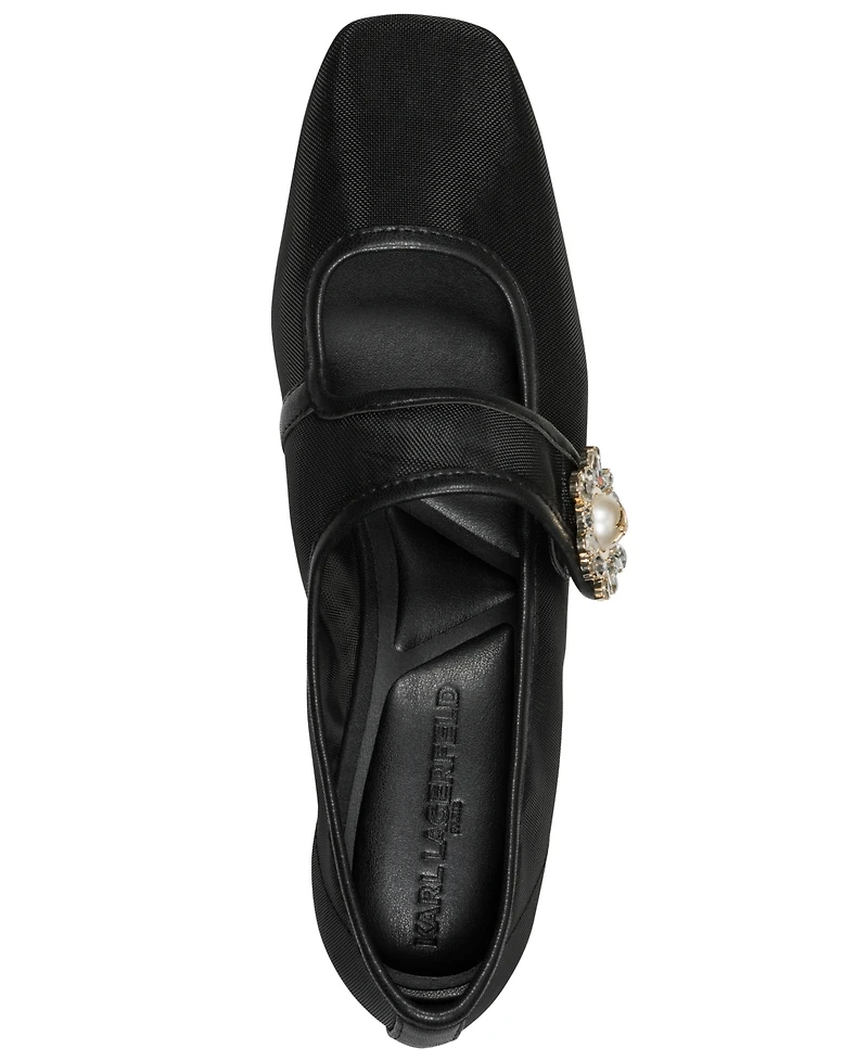 Karl Lagerfeld Paris Women's Sabelle Mesh Mary Jane Ballet Flats