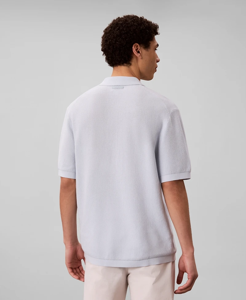 Calvin Klein Men's Textured Cotton Short-Sleeve Polo Shirt