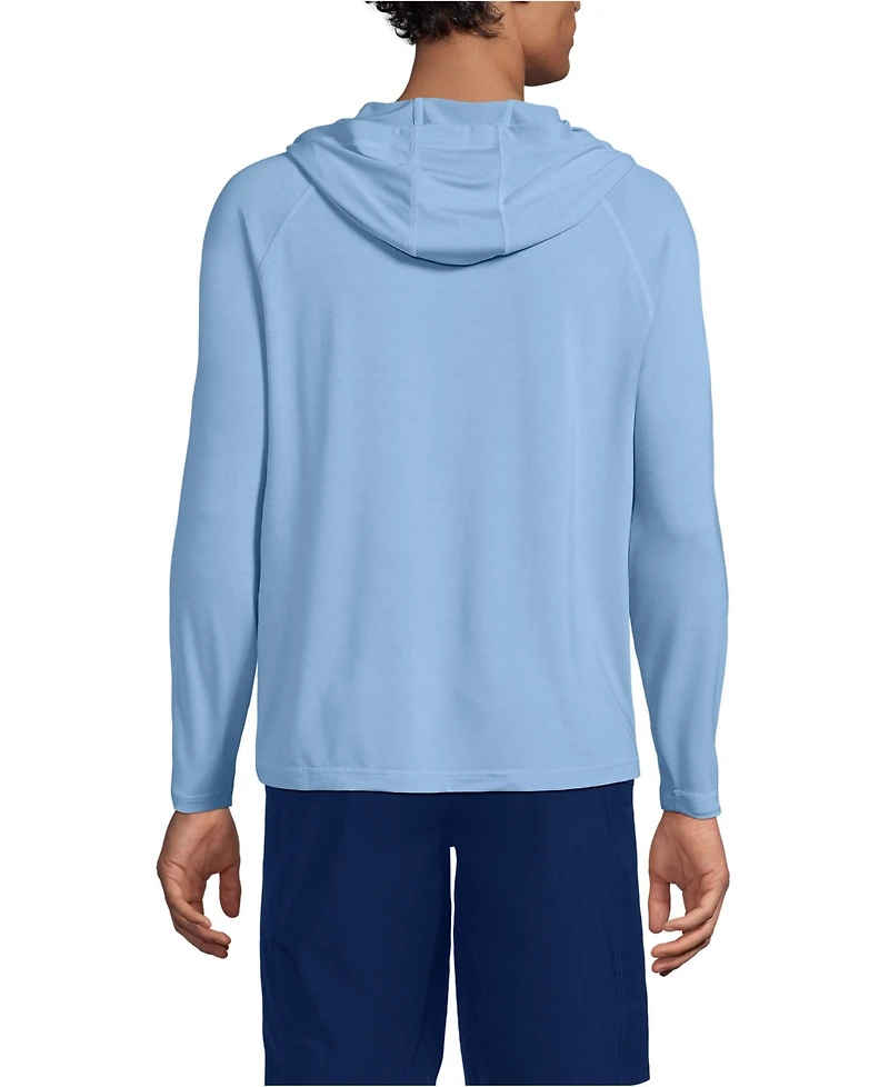 Lands' End Men's SunShade Upf 50 Cooling Long Sleeve Hooded Swim Tee Rash Guard