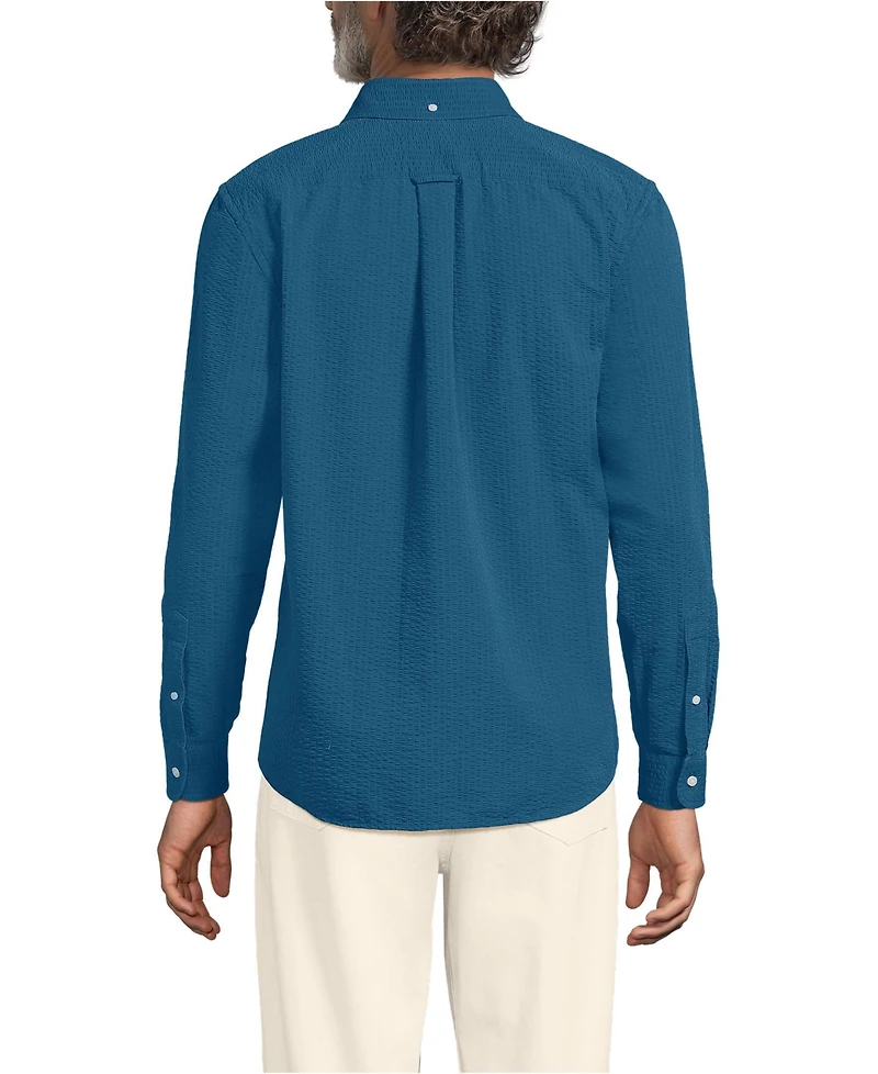 Lands' End Men's Long Sleeve Seersucker Shirt