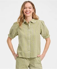 Lands' End Women's Seersucker Peter Pan Collar Shirt