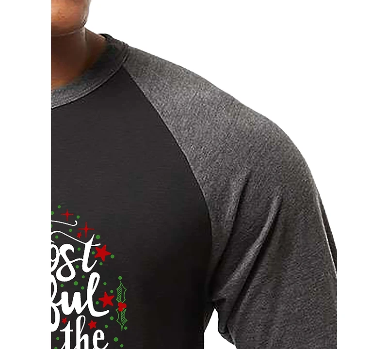 La Pop Art Men's Christmas Ornament Raglan Baseball Word T-Shirt