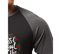 La Pop Art Men's Christmas Ornament Raglan Baseball Word T-Shirt