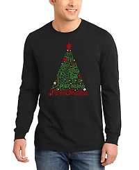 La Pop Art Men's Holiday Christmas Tree Word Long-Sleeve T-Shirt