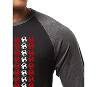 La Pop Art Men's American Flag Soccer Balls Word Raglan-Sleeve T-Shirt