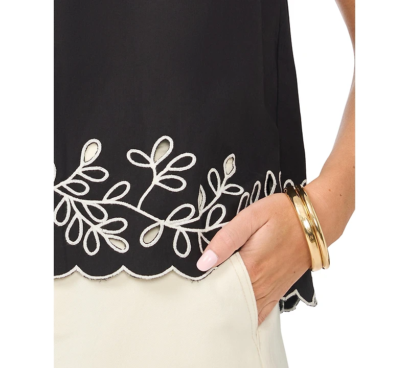 Vince Camuto Women's Cotton Flutter-Sleeve Top
