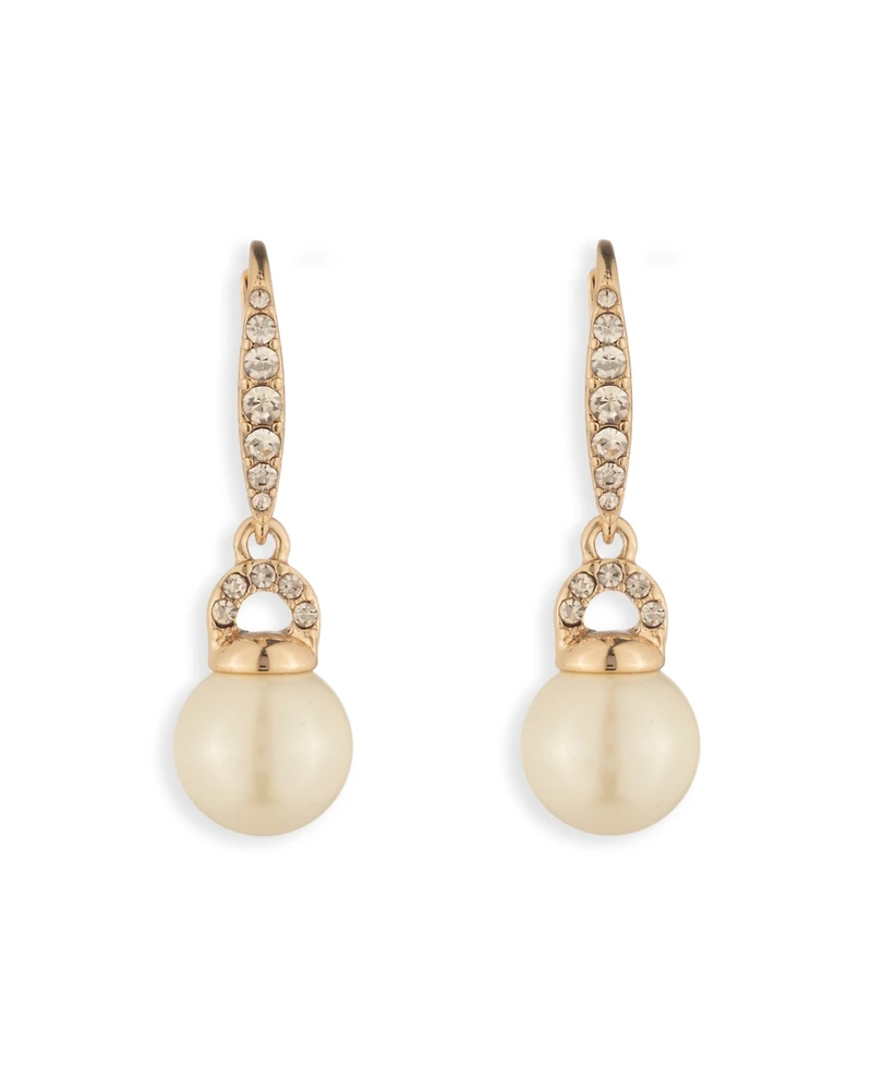 Lauren Ralph Lauren Gold-Tone Pave & Imitation Pearl Drop Earrings