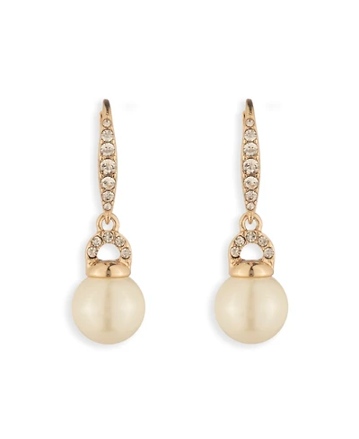 Lauren Ralph Lauren Gold-Tone Pave & Imitation Pearl Drop Earrings