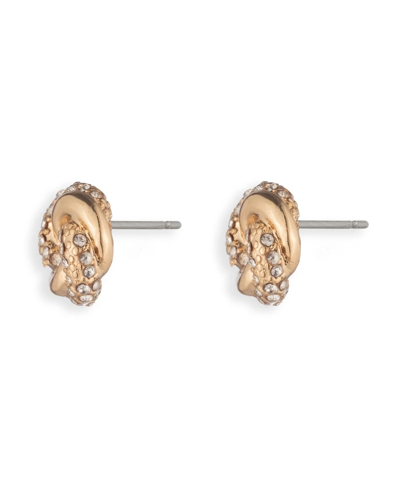 Lauren Ralph Lauren Gold-Tone Pave Knot Stud Earrings