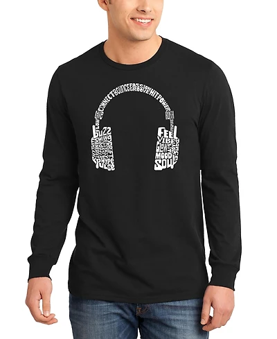 La Pop Art Men's Headphones Word Long-Sleeve T-Shirt