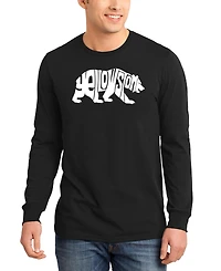 La Pop Art Men's Yellowstone Bear Word Long-Sleeve T-Shirt