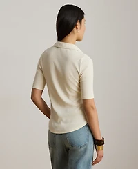 Lauren Ralph Petite Rib-Knit Slim Fit Collared Top