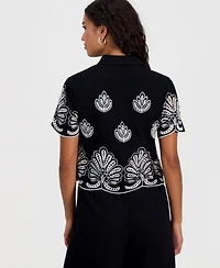 And Now This Petite Cotton Cutwork Camp Shirt, Macy's Exclusive