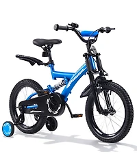 16" Kids Bike with Adjustable Seat, Dual Brakes, Suspension and Training Wheels for Ages 4–7