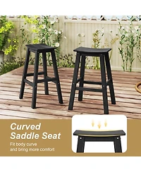 Gymax 3PCS Outdoor Hdpe Bar Table and Chair Set for 2 Footrests for Garden Yard Pool